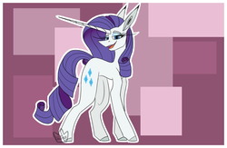 Size: 800x520 | Tagged: safe, artist:kaiserr, rarity, pony, g4, female, flat colors, horn, long ears, long horn, mare, smiling, smirk, solo