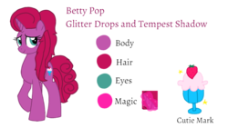 Size: 1920x1080 | Tagged: safe, artist:徐詩珮, oc, oc:betty pop, pony, magical lesbian spawn, next generation, offspring, parent:glitter drops, parent:tempest shadow, parents:glittershadow, reference sheet, simple background, transparent background
