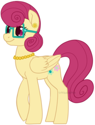 Size: 765x1000 | Tagged: safe, artist:darkodraco, posey shy, pegasus, pony, g4, ear piercing, earring, female, glasses, jewelry, mare, necklace, pearl necklace, piercing, raised hoof, simple background, smiling, solo, transparent background