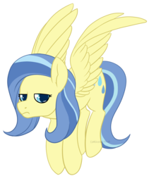Size: 1172x1387 | Tagged: safe, artist:darkodraco, sunshower, pegasus, pony, g4, female, flying, mare, simple background, solo, spread wings, transparent background, unamused, wings