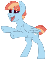 Size: 792x1000 | Tagged: safe, artist:darkodraco, windy whistles, pegasus, pony, g4, bipedal, cute, excited, female, freckles, mare, simple background, smiling, solo, transparent background, underhoof, windybetes