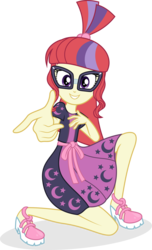 Size: 3128x5132 | Tagged: safe, artist:punzil504, moondancer, equestria girls, equestria girls series, g4, i'm on a yacht, spoiler:eqg series (season 2), absurd resolution, clothes, clothes swap, cute, equestria girls-ified, female, glasses, looking at you, shoes, simple background, skirt, smiling, solo, transparent background, vector