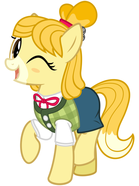 Download 1932805 Animal Crossing Artist Cheezedoodle96 Clothes Cute Earth Pony Female Isabelle Mare Nintendo One Eye Closed Ponified Pony Raised Hoof Safe Shirt Simple Background Skirt Smiling Super Smash Bros Ultimate Svg Svg