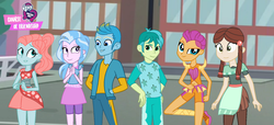 Size: 1274x581 | Tagged: safe, artist:crystallingwings, gallus, ocellus, sandbar, silverstream, smolder, yona, equestria girls, g4, base used, equestria girls-ified, student six