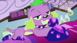 Size: 1920x1080 | Tagged: safe, screencap, spike, spike the regular dog, dog, equestria girls, g4, my little pony equestria girls: better together, reboxing with spike!, clothes, collar, male, slippers, stupid sexy spike