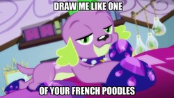 Size: 1920x1080 | Tagged: safe, edit, edited screencap, screencap, spike, spike the regular dog, dog, equestria girls, g4, my little pony equestria girls: better together, reboxing with spike!, bedroom eyes, clothes, draw me like one of your french girls, draw me like one of your french poodles, gem, meme, shoes, slippers, stupid sexy spike, titanic