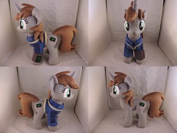 Size: 1597x1199 | Tagged: safe, artist:little-broy-peep, oc, oc:littlepip, pony, unicorn, fallout equestria, clothes, cutie mark, fanfic, female, hooves, horn, irl, jumpsuit, mare, photo, pipbuck, plushie, solo, vault suit