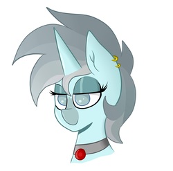 Size: 4416x4368 | Tagged: safe, artist:waffletheheadmare, oc, oc only, oc:crystal meth, pony, unicorn, absurd resolution, colored nose, ear piercing, earring, eyelashes, eyeshadow, half-closed eyes, horn, jewelry, makeup, multicolored hair, multicolored mane, necklace, piercing, simple background, smiling
