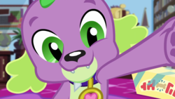 Size: 1280x720 | Tagged: safe, screencap, spike, spike the regular dog, dog, equestria girls, g4, my little pony equestria girls: better together, reboxing with spike!, cute, male, puppy, sci-twi's room, selfie, solo, spikabetes