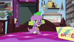 Size: 1280x720 | Tagged: safe, screencap, spike, spike the regular dog, dog, equestria girls, g4, my little pony equestria girls: better together, reboxing with spike!, male, paws, solo