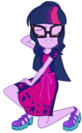 Size: 2840x4560 | Tagged: safe, artist:kuco, sci-twi, twilight sparkle, equestria girls, equestria girls series, i'm on a yacht, spoiler:eqg series (season 2), absurd resolution, clothes, dress, eyes closed, female, glasses, legs, ponytail, shoes, simple background, skirt, smiling, solo, transparent background, vector