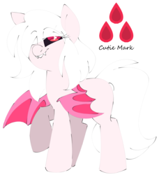 Size: 2833x3101 | Tagged: safe, artist:taaffeiite, derpibooru exclusive, oc, oc only, bat pony, pony, albino, bat pony oc, colored sclera, commission, cutie mark, fangs, female, high res, mare, smiling