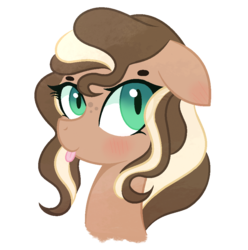 Size: 922x931 | Tagged: safe, artist:verona-5i, oc, oc only, oc:cupkecat, pony, bust, female, mare, portrait, simple background, solo, tongue out, transparent background