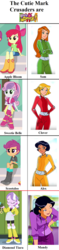 Size: 678x2849 | Tagged: safe, artist:jake555555555, apple bloom, diamond tiara, scootaloo, sweetie belle, equestria girls, g4, alex (totally spies), clover (totally spies), cutie mark crusaders, mandy (totally spies), sam (totally spies), totally spies