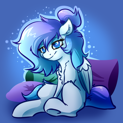 Size: 4000x4000 | Tagged: safe, artist:witchtaunter, oc, oc only, pegasus, pony, commission, sitting, sleepy, solo, tired