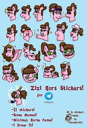 Size: 2048x3000 | Tagged: safe, artist:thunderzizi, oc, oc only, oc:zizi horse, pony, high res, sticker, telegram (software), telegram sticker