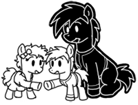 Size: 200x152 | Tagged: safe, artist:crazyperson, earth pony, pony, fallout equestria, fallout equestria: commonwealth, black and white, bow, clothes, fanfic art, female, filly, generic pony, grayscale, hair bow, lineart, monochrome, picture for breezies, simple background, skirt, transparent background
