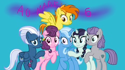 Size: 1951x1097 | Tagged: safe, artist:colorpowder, coloratura, maud pie, night glider, spitfire, sugar belle, trixie, earth pony, pony, g4, show accurate