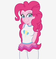 Size: 1700x1800 | Tagged: safe, artist:mashoart, pinkie pie, equestria girls, equestria girls series, g4, clothes, creepy, creepy smile, female, hands behind back, simple background, slasher smile, smiling, solo, white background