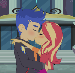 Size: 1725x1665 | Tagged: safe, artist:emperor-anri, flash sentry, sunset shimmer, equestria girls, equestria girls series, g4, canterlot high, duo, female, male, ship:flashimmer, shipping, straight