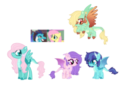 Size: 1700x1188 | Tagged: safe, artist:unoriginai, fluttershy, princess ember, oc, dracony, dragon, hybrid, g4, cute, dragon lord ember, female, filly, group, magical lesbian spawn, offspring, parent:fluttershy, parent:princess ember, parents:embershy, screencap reference, teenager