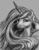 Size: 850x1100 | Tagged: safe, artist:noctomaeus, princess celestia, alicorn, pony, g4, bust, female, grayscale, lidded eyes, mare, monochrome, portrait, smiling, solo