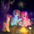 Size: 1700x1700 | Tagged: safe, artist:unoriginai, pinkie pie, rainbow dash, scootaloo, oc, oc:monochrome mayhem, oc:party popper, oc:sugar crash, g4, adoption, campfire, crying, female, filly, fireworks, foal, food, lesbian, magical lesbian spawn, marshmallow, newborn, night, offspring, older, older scootaloo, parent:pinkie pie, parent:rainbow dash, parents:pinkiedash, scootadoption, ship:pinkiedash, shipping, sky, story included, tree