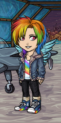 Size: 125x250 | Tagged: safe, rainbow dash, human, g4, aircraft, converse, dressup, dressup game, humanized, shoes, sneakers, subeta, subeta.net, winged humanization, wings
