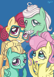 Size: 600x851 | Tagged: safe, artist:mystic2u, fluttershy, gentle breeze, posey shy, zephyr breeze, pegasus, pony, g4, bust, colt, family, family photo, female, filly, male, mare, portrait, stallion, younger