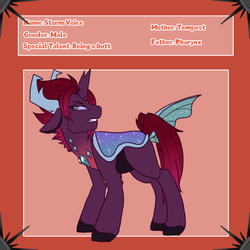 Size: 3000x3000 | Tagged: safe, artist:azrealrou, oc, oc:storm voice, changeling, changepony, hybrid, pony, high res, interspecies offspring, next generation, offspring, parent:pharynx, parent:tempest shadow, parents:tempynx, reference sheet