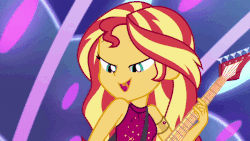 Size: 800x451 | Tagged: safe, screencap, sunset shimmer, equestria girls, equestria girls series, g4, spring breakdown, spoiler:eqg series (season 2), all good (song), animated, armlet, context is for the weak, electric guitar, female, gif, guitar, invisible stallion, jewelry, lidded eyes, musical instrument, one eye closed, singing, sleeveless, solo, wink