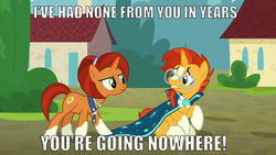 Size: 1280x720 | Tagged: safe, edit, edited screencap, screencap, stellar flare, sunburst, pony, unicorn, g4, the parent map, caption, female, image macro, implied incest, implied sex, implied suncest, innuendo, male, mare, meme, sire's hollow, stallion, text