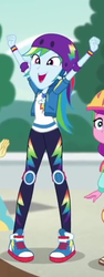 Size: 263x701 | Tagged: safe, screencap, gallop j. fry, lily longsocks, rainbow dash, equestria girls, g4, my little pony equestria girls: better together, sic skateboard, clothes, converse, cropped, cute, dashabetes, female, geode of super speed, helmet, magical geodes, pants, shoes, smiling, sneakers, solo focus