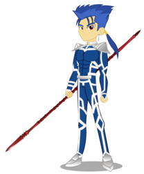 Size: 2833x3398 | Tagged: safe, artist:trungtranhaitrung, flash sentry, equestria girls, g4, crossover, cu chulainn, equestria girls-ified, fate/grand order, fate/stay night, gae bolg, high res, lance, weapon