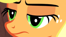 Size: 1920x1075 | Tagged: safe, screencap, applejack, earth pony, pony, totally legit recap, g4, applejack is not amused, cropped, faic, female, mare, unamused, zoomed in