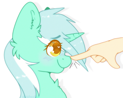 Size: 2500x2000 | Tagged: safe, artist:etoz, lyra heartstrings, human, pony, unicorn, g4, blushing, boop, bust, cute, female, happy, high res, lyrabetes, mare, simple background, smiling, white background