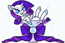 Size: 800x533 | Tagged: safe, artist:nelebratory, rarity, pony, g4, alcohol, cup, cup of pony, female, glass, martini, micro, solo, starry eyes, wingding eyes