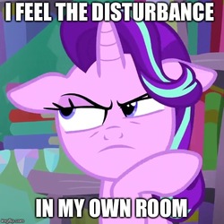 Size: 500x500 | Tagged: safe, edit, edited screencap, screencap, starlight glimmer, g4, caption, frown, image macro, imgflip, impact font, meme, starlight glimmer is not amused, text, unamused
