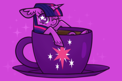 Size: 800x533 | Tagged: safe, artist:nelebratory, twilight sparkle, pony, g4, coffee, coffee cup, cup, cup of pony, female, micro, one eye closed, solo, starry eyes, wingding eyes, wink