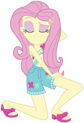 Size: 2960x4352 | Tagged: safe, artist:kuco, fluttershy, equestria girls, g4, i'm on a yacht, my little pony equestria girls: better together, adorasexy, beautiful, cute, eyes closed, eyeshadow, feet, female, high res, legs, makeup, pose, sandals, sexy, shyabetes, simple background, solo, toes, transparent background, vector