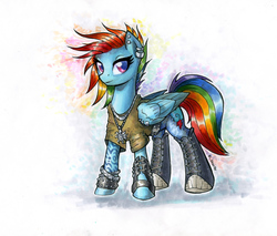 Size: 900x765 | Tagged: safe, artist:asimos, rainbow dash, pegasus, pony, g4, clothes, converse, cute, ear piercing, earring, female, jewelry, looking at you, mare, necklace, piercing, shirt, shoes, smiling, solo