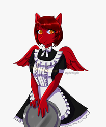 Size: 2000x2400 | Tagged: safe, artist:ptiza, oc, oc only, oc:cinnamon pop, anthro, clothes, female, high res, maid, simple background, solo, white background, ych result