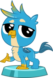Size: 2352x3440 | Tagged: safe, artist:phucknuckl, budge studios, part of a set, gallus, griffon, g4, my little pony pocket ponies, season 8, chest fluff, chibi, cute, gallabetes, high res, male, paws, simple background, smiling, solo, transparent background