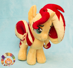Size: 3744x3496 | Tagged: safe, artist:memes-tyan, sunset shimmer, pony, unicorn, g4, female, high res, irl, lidded eyes, mare, photo, plushie, solo