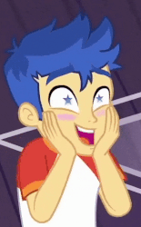 Size: 317x512 | Tagged: safe, edit, edited screencap, screencap, flash sentry, equestria girls, equestria girls specials, g4, my little pony equestria girls: better together, my little pony equestria girls: spring breakdown, animated, blushing, cropped, cute, diasentres, gif, male, reversed, solo, starry eyes, wingding eyes