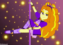 Size: 1058x755 | Tagged: safe, artist:robukun, adagio dazzle, equestria girls, g4, pole dancing, stripper pole