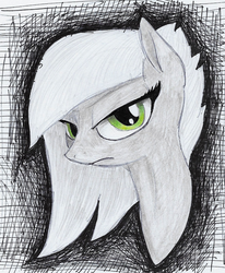 Size: 775x939 | Tagged: safe, artist:t72b, derpibooru exclusive, limestone pie, earth pony, pony, g4, abstract background, bust, disappointed, female, looking at you, portrait, solo, traditional art