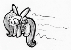 Size: 1130x804 | Tagged: safe, artist:zutcha, fluttershy, pegasus, pony, g4, female, flying, looking down, mare, monochrome, simple background, sketch, solo, spread wings, traditional art, white background, wings