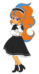 Size: 2000x3800 | Tagged: safe, artist:gabosor, derpibooru exclusive, part of a set, oc, oc only, oc:cold front, equestria girls, g4, boots, clothes, crossdressing, cute, dress, femboy, hair extensions, headband, high res, lidded eyes, lipstick, lolita fashion, male, ponytail, princess princess, shoes, simple background, smiling, smug, solo, transparent background