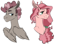 Size: 2732x2048 | Tagged: safe, artist:ask-y, oc, oc:berry bomb, oc:cherry pie, pegasus, pony, bust, female, high res, male, mare, offspring, parent:cheese sandwich, parent:pinkie pie, parents:cheesepie, portrait, simple background, stallion, transparent background